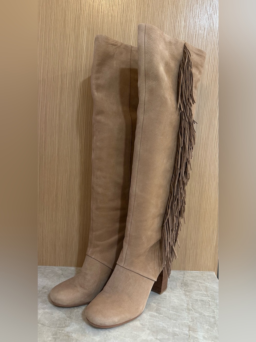Sam Edelman Josephine Fringe Suede Leather Tall Riding Boots Boho Size 7